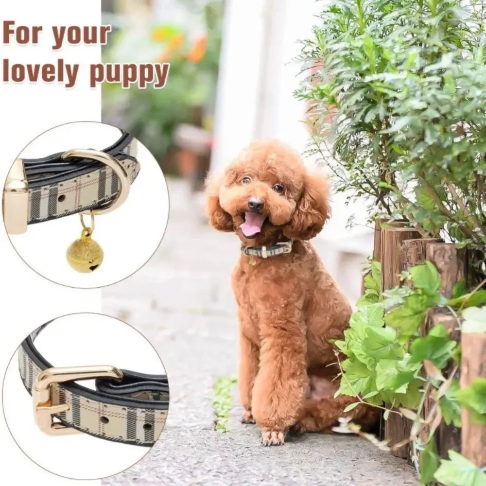 Soft Leather Dog Cat Collar with Bells